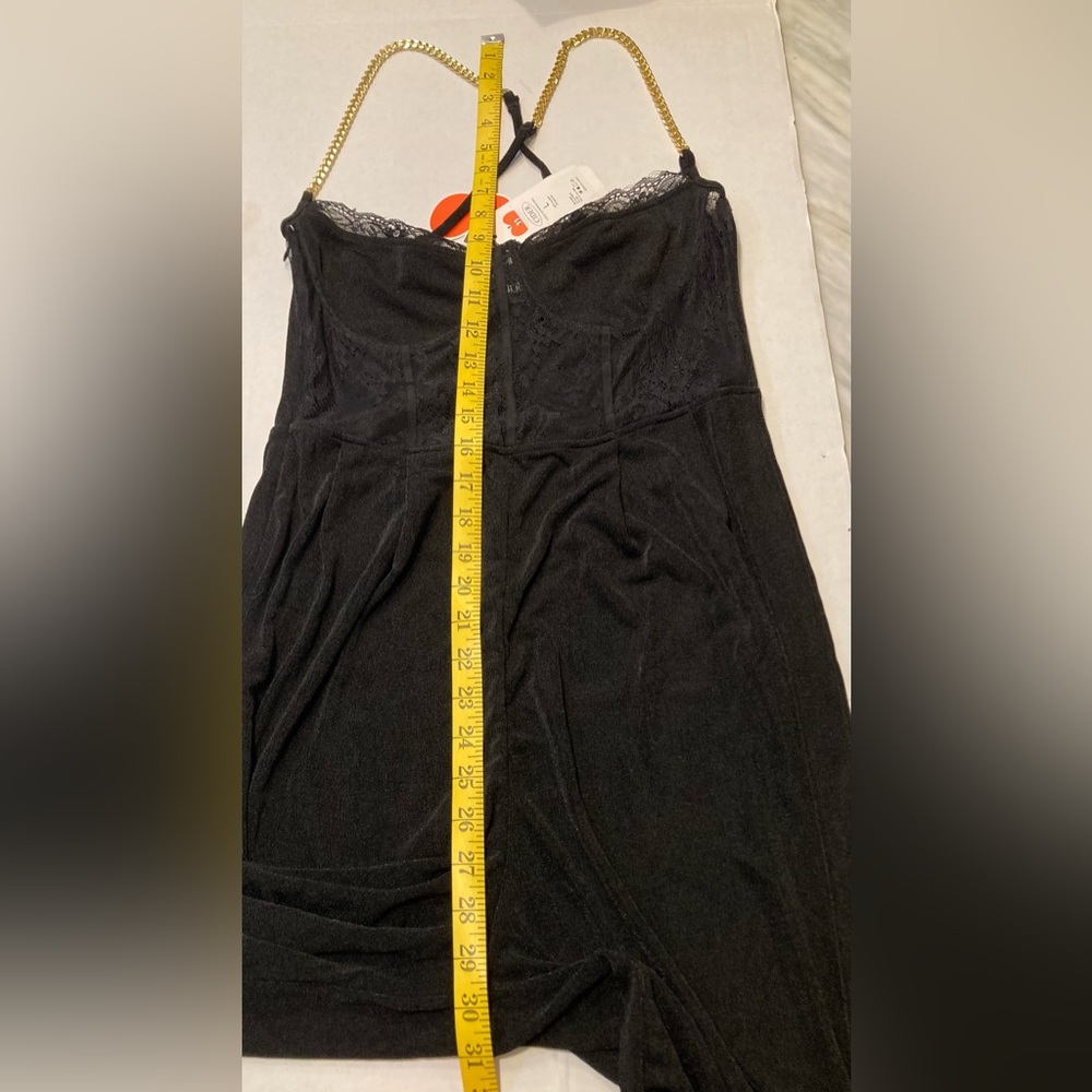 Cider Black Lace Bodice Jumpsuit with Gold Chain Straps - Picture 11 of 13